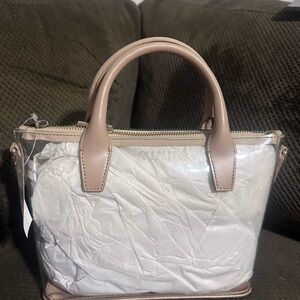 Barneys New York Cream and Tan Satchel